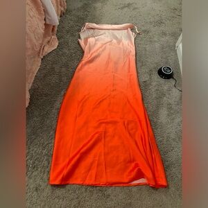 Orange ombre long dress with open back